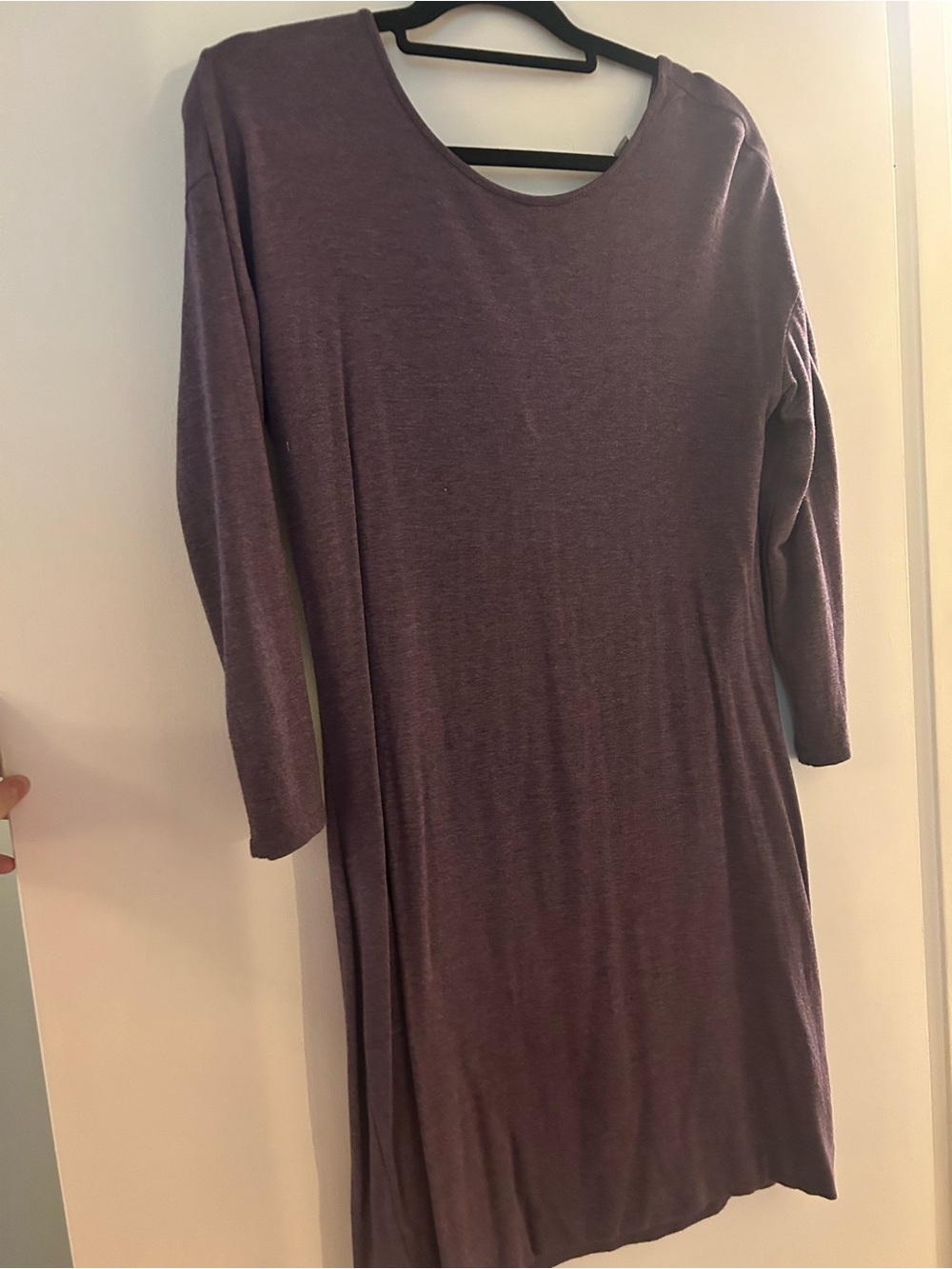 LOFT Long-Sleeve Scoop Neck Dress in Dusty Plum